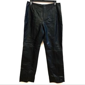Nine West Moto Leather Pants High Rise Black Womens Size 10
